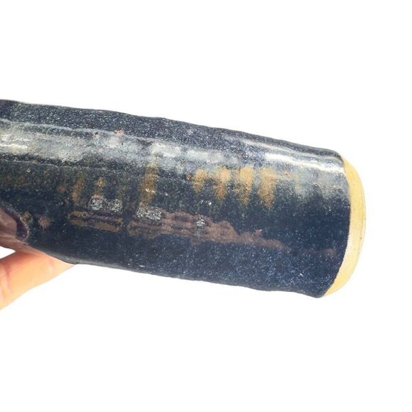 Hand Made Primitive Style Pottery Bottle Vase Artist Signed Drip Glaze Brutalist - Picture 16 of 16